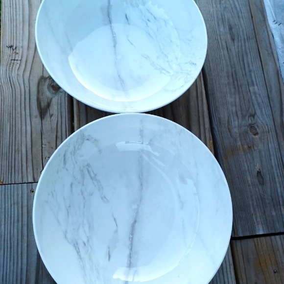 NWT BH&G 2-Melamine White Marble  Mixing /Serving  Bowls 12 in. - Picture 2 of 9
